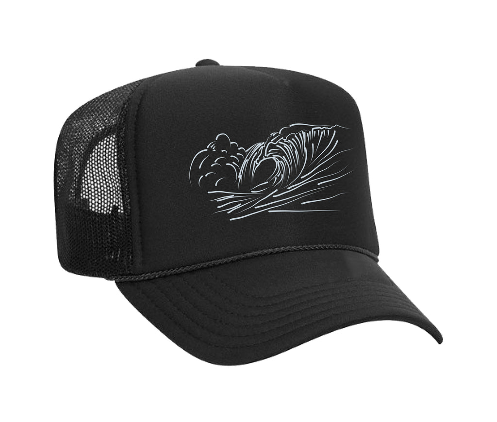 Ocean or lake wave design on a mesh hat for men and women