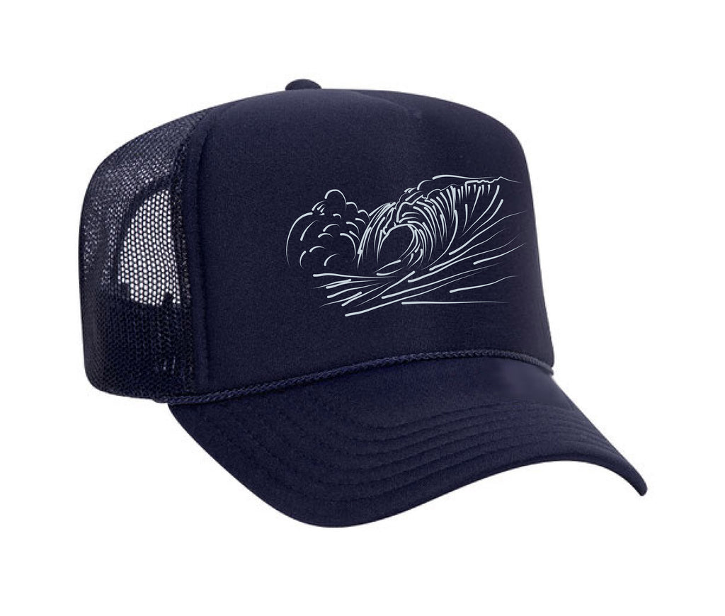 Hand drawn wave on a unisex cap