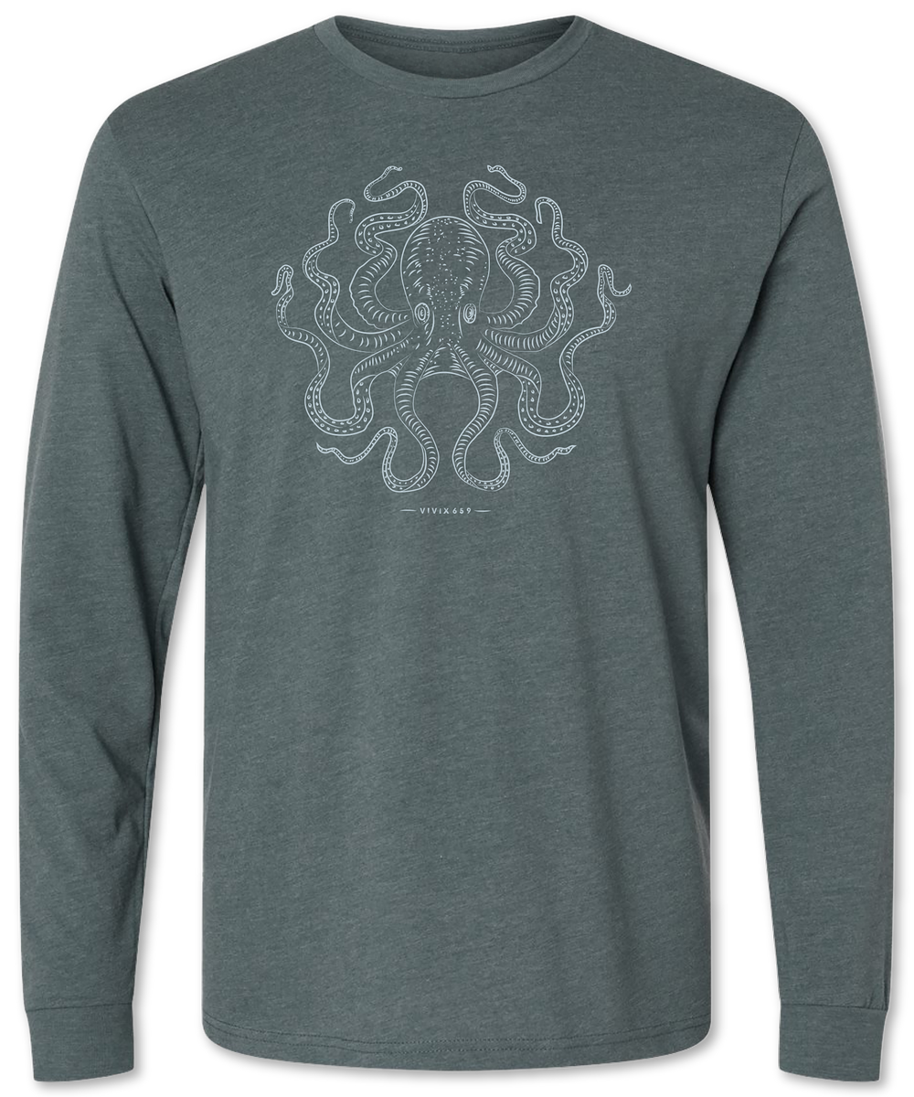 Vivix 659 Brand: Mens Graphic Octopus long sleeve tee shirt