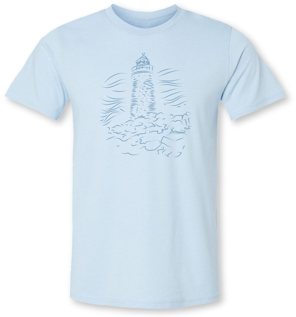 Beautiful and detailed lighthouse on a soft men’s tee shirt 