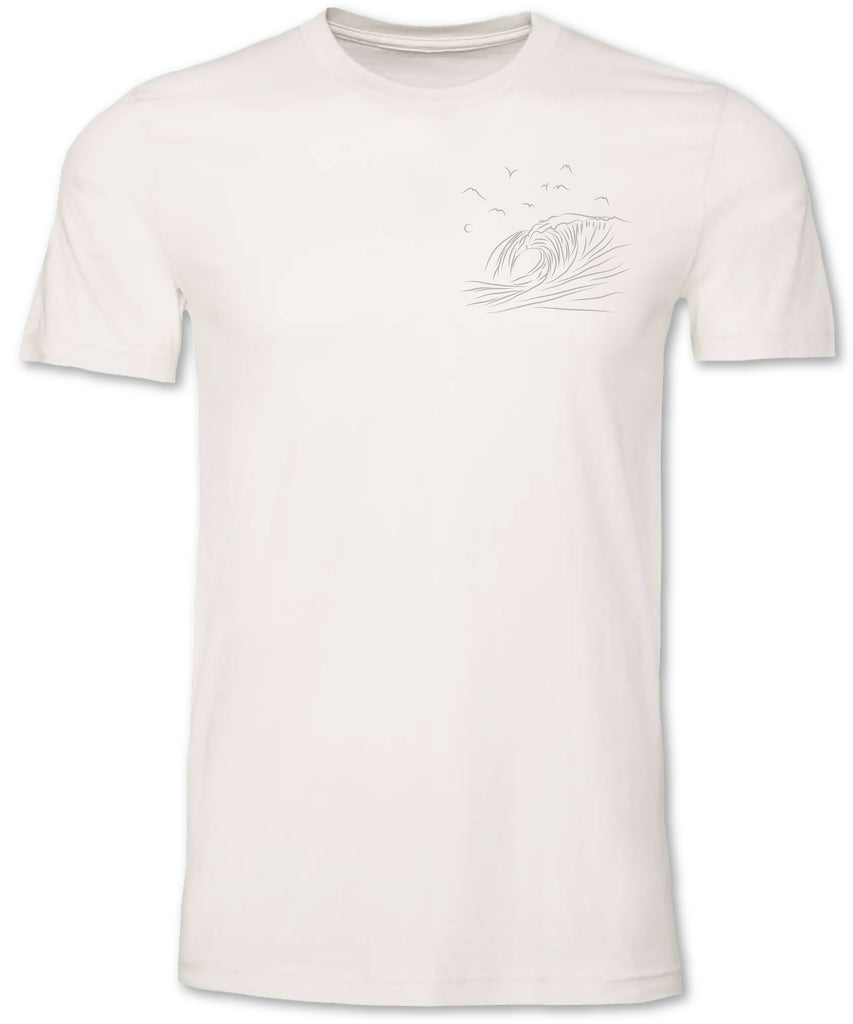 Hand drawn wave on a super soft and durable unisex tee shirt