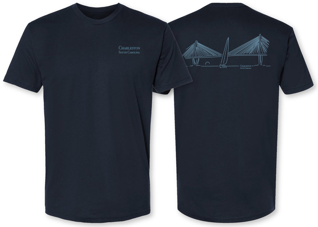 Unisex tee shirt of hand drawn Ravenel Bridge in Charleston, SC