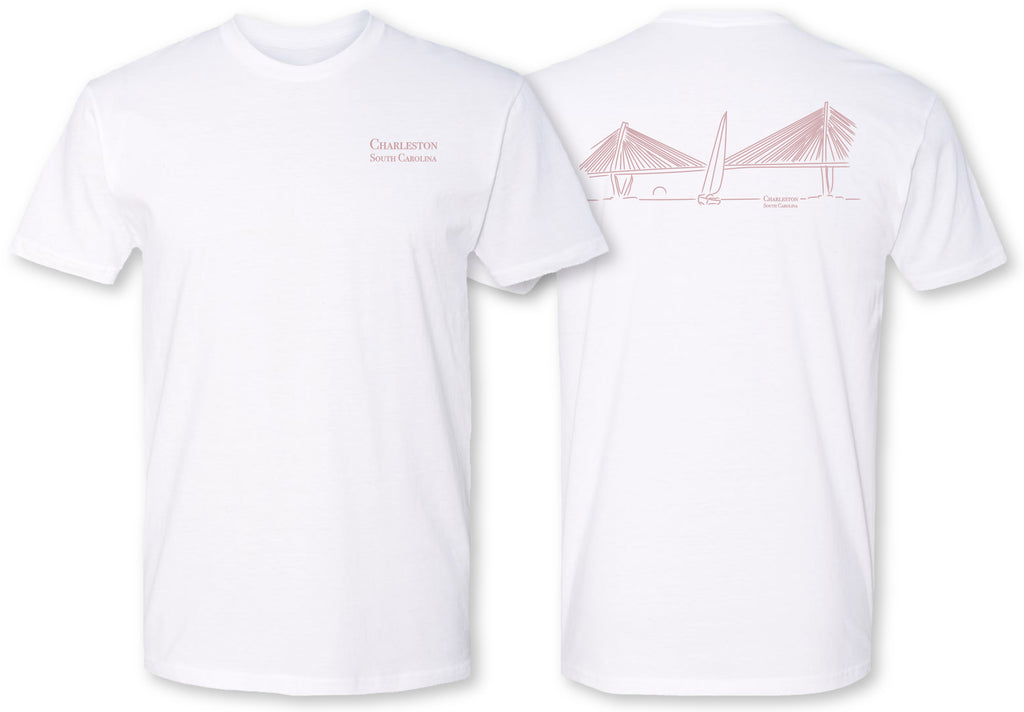 Beautiful hand drawn rendition of Ravenel Bridge Charleston, SC premium tee shirt 