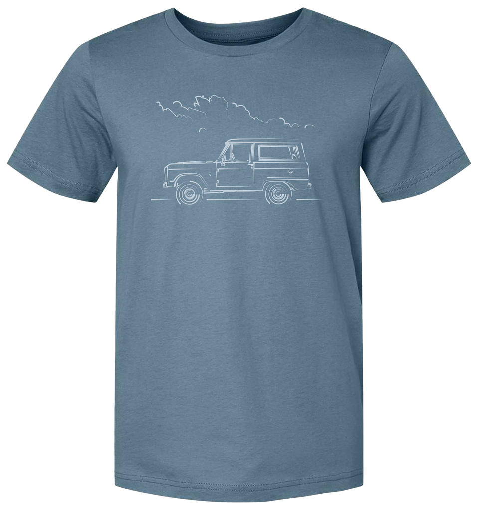 Vintage Ford Bronco artistic rendition on a premium men’s tee shirt