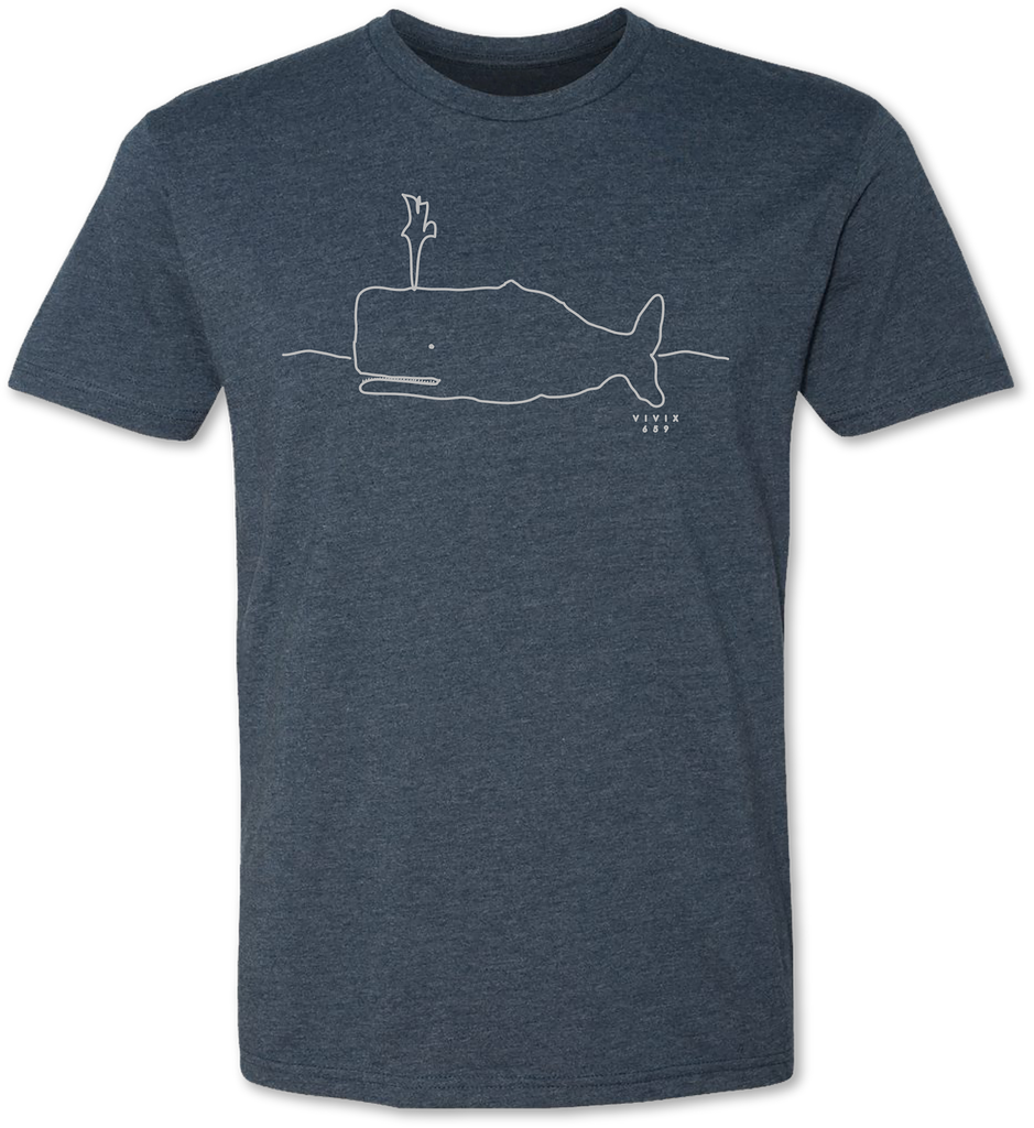 Hand drawn whale on a premium men’s tee shirt