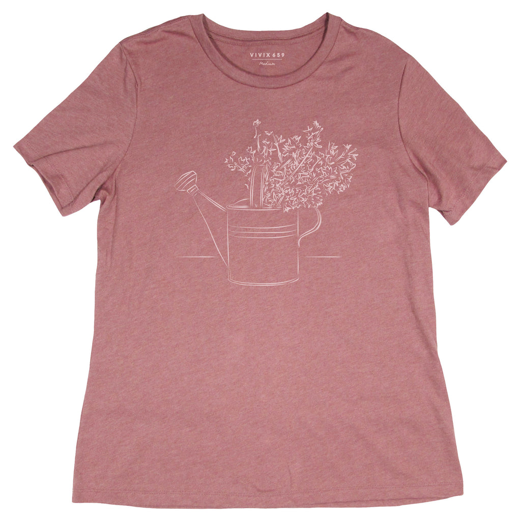 Watering can with flowers tee shirt 