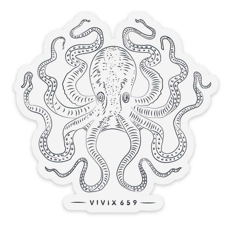 Hand drawn, high quality octopus graphic sticker