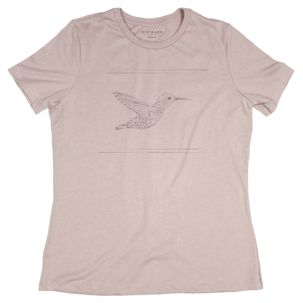 Womens hand drawn hummingbird tee shirt
