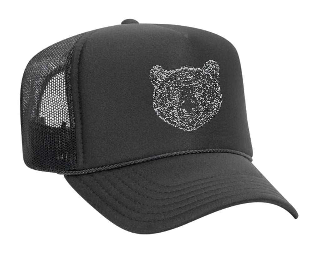 Grizzly bear face on a unisex mesh hat