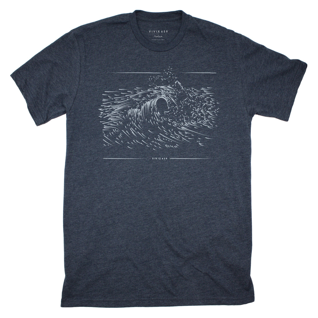 Hand drawn mens wave tee shirt