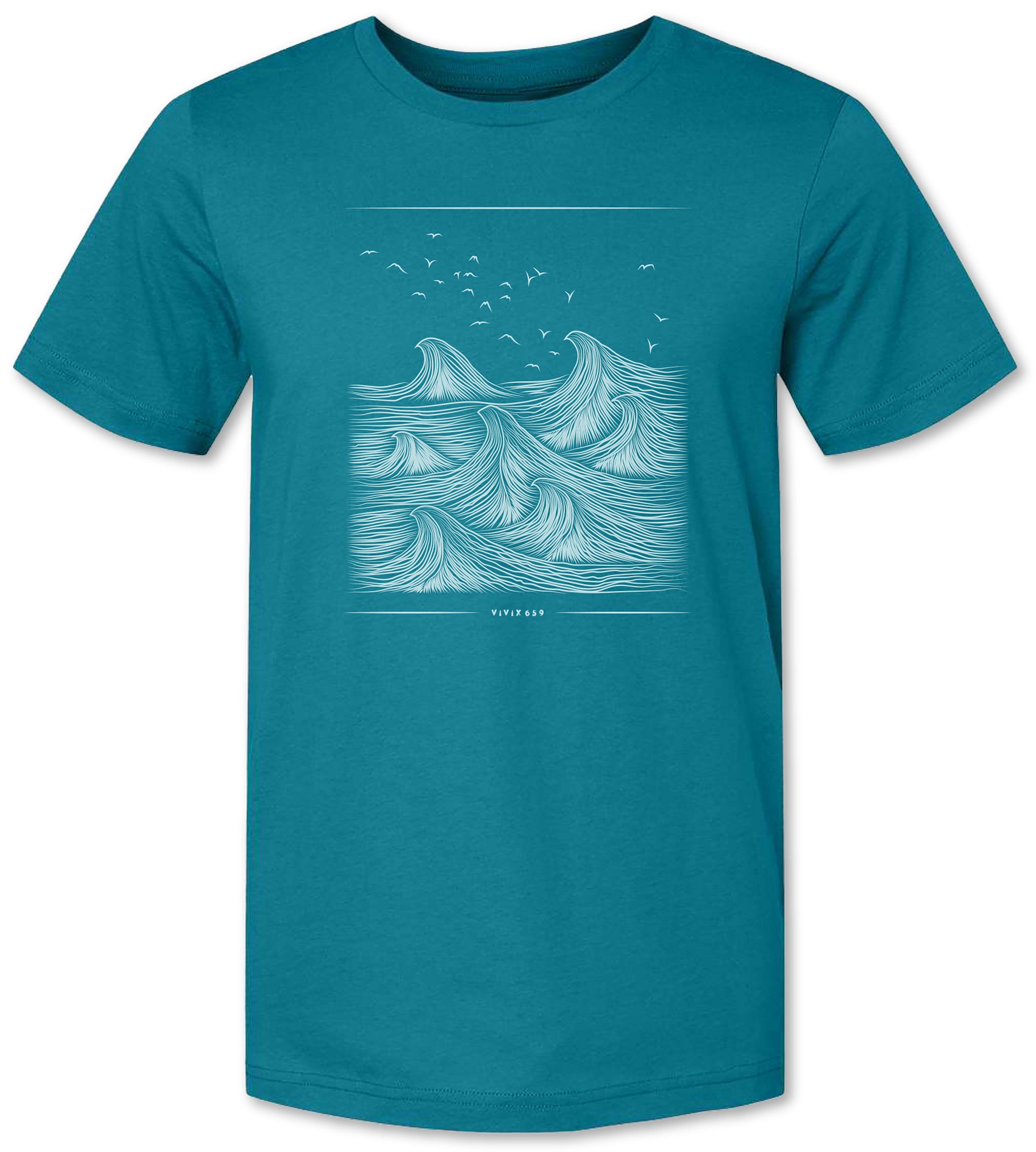 Vivix 659 Brand: Mens Graphic crashing waves tee shirt