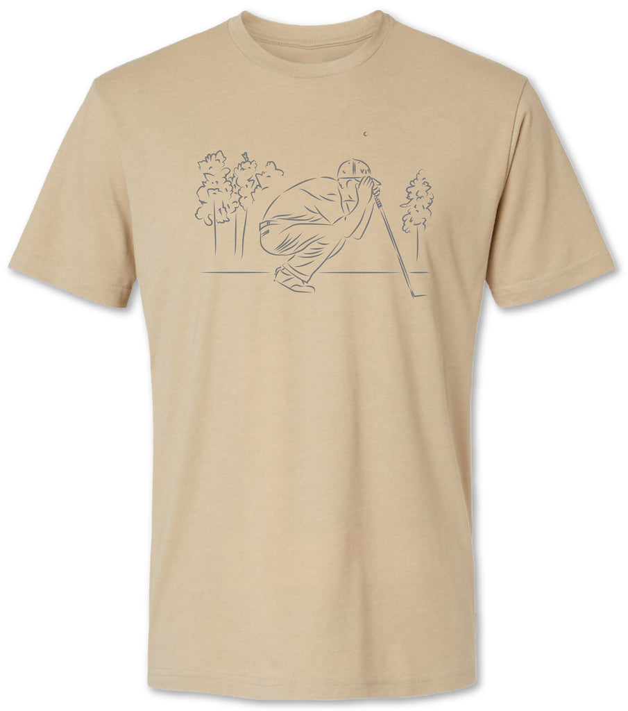 Hand drawn golfer on a green premium tee shirt