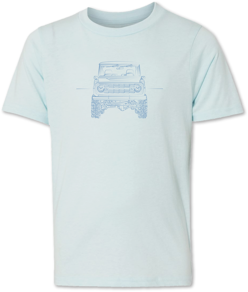 Artistic rendition of a Ford Bronco on a child’s tee shirt