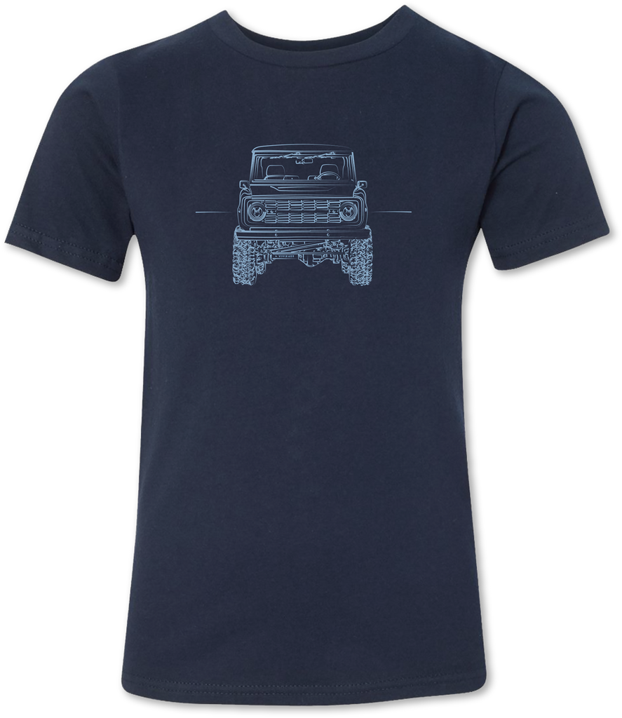 Detailed version of a Bronco on a kid’s tee shirt