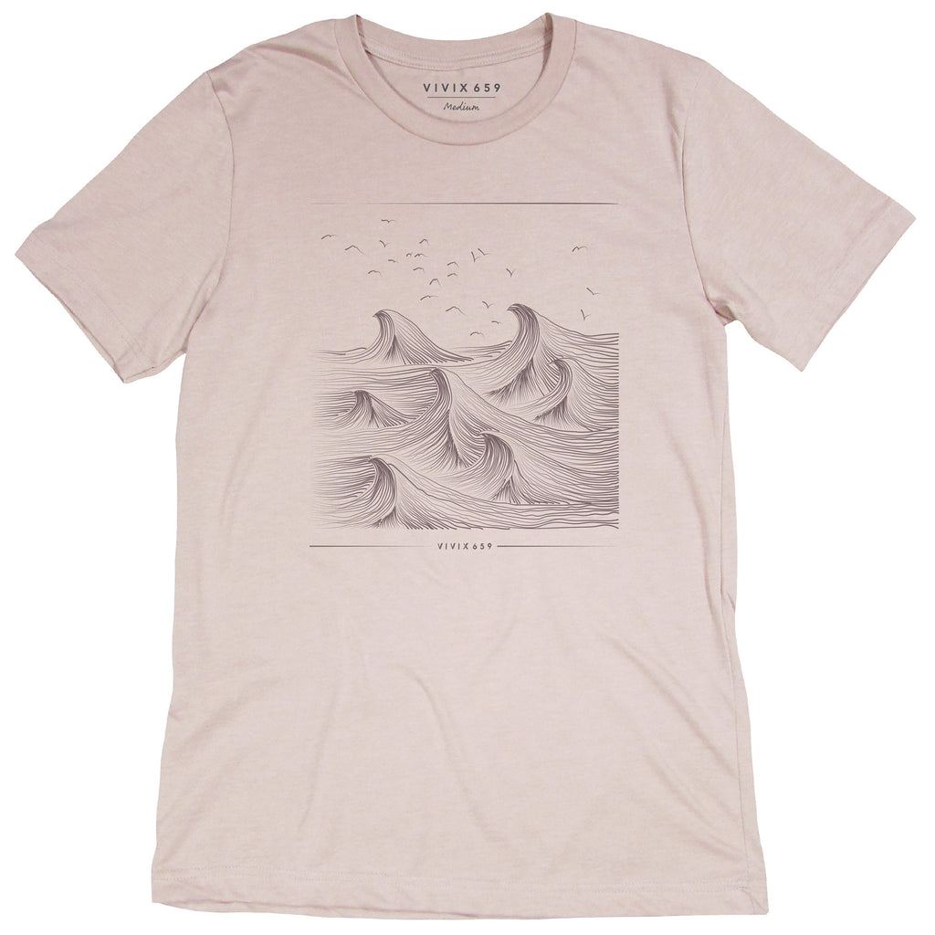 Men’s hand drawn waves tee shirt