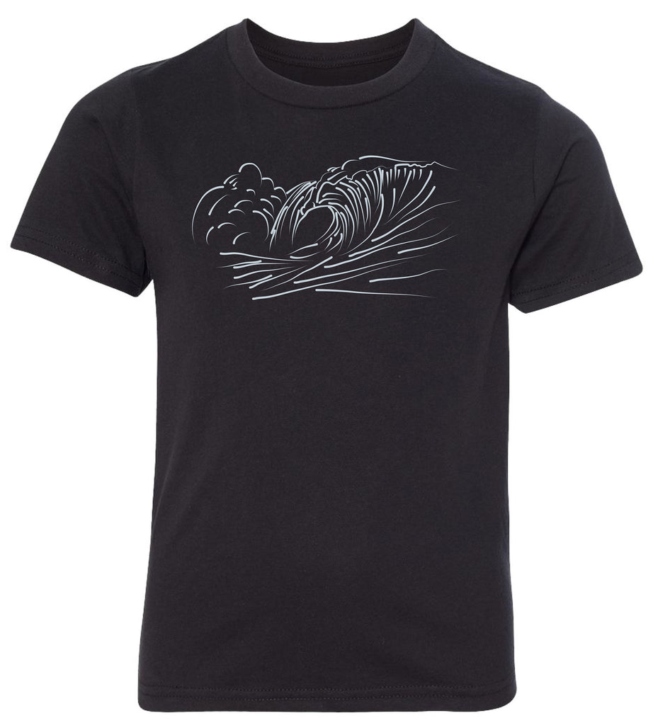 Kids hand drawn wave tee shirt on a premium tee shirt 