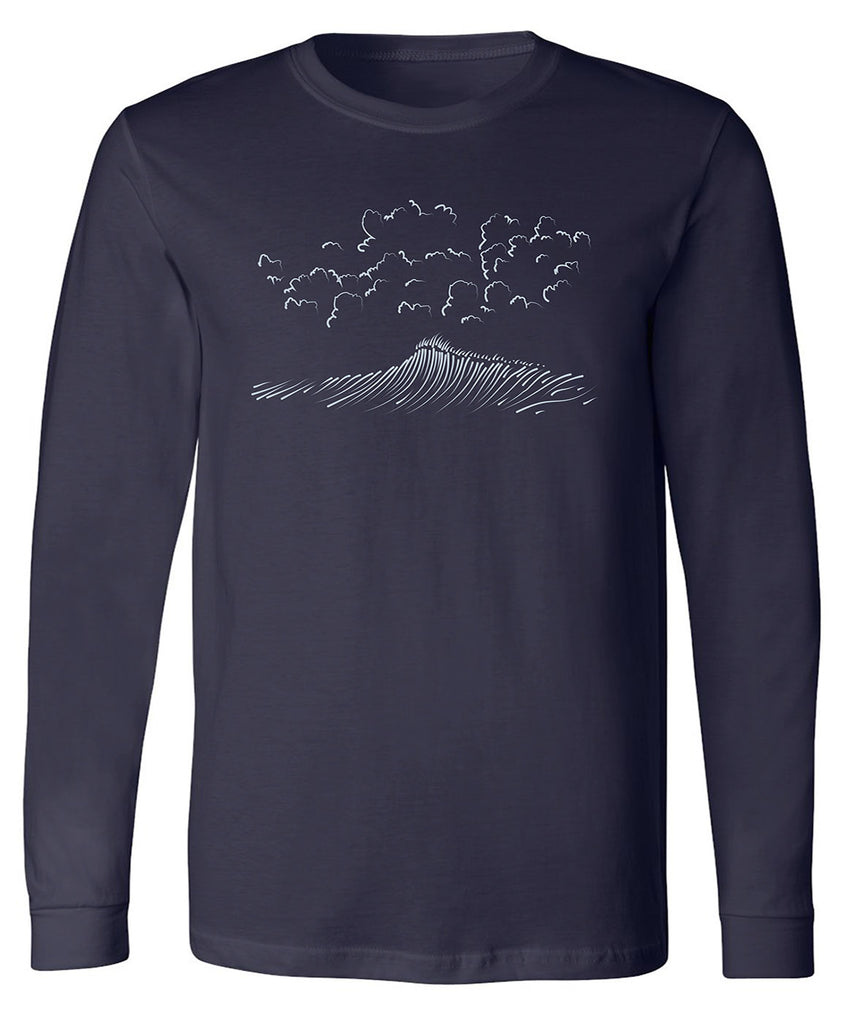 Premium long sleeve tee shirt with crashing waves