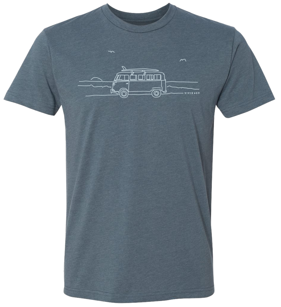 Premium unisex tee shirt with a hand drawn VW Bus