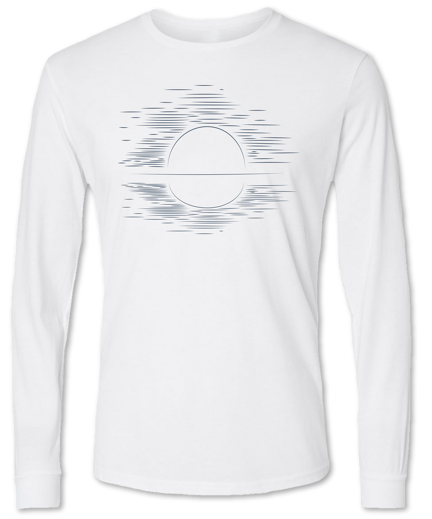 Hand drawn sun on water on a premium long sleeve tee shirt 