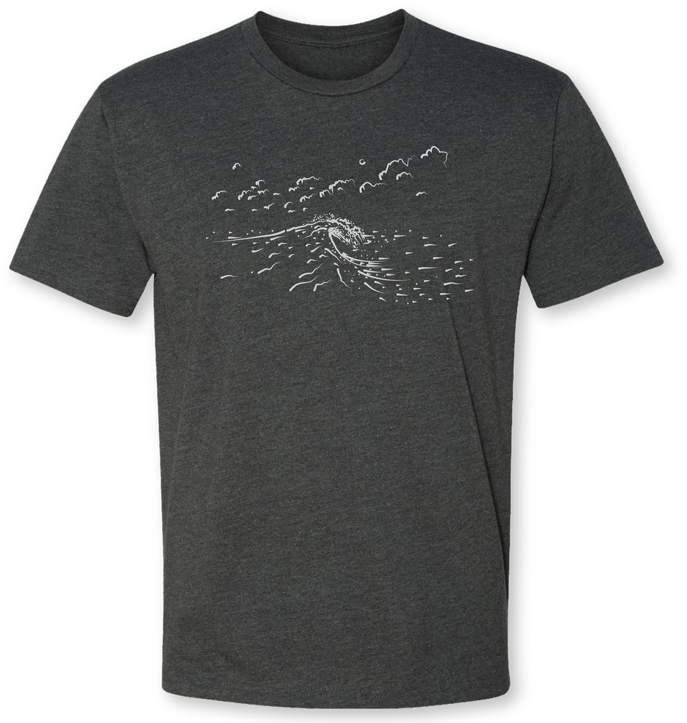 Beautiful hand drawn wave on a soft and durable tee shirt 