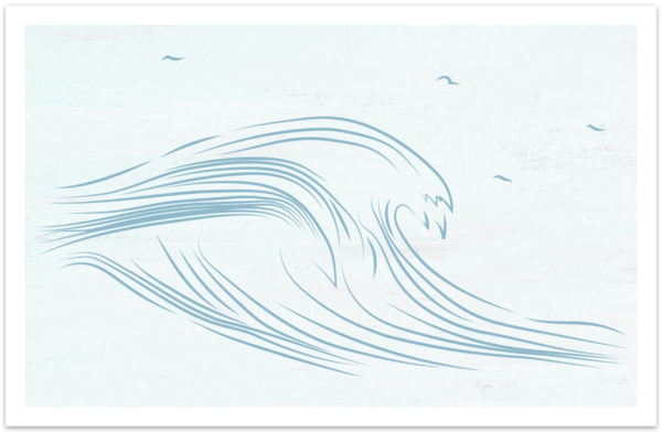 Beautiful hand drawn wave on a thick poster board paper