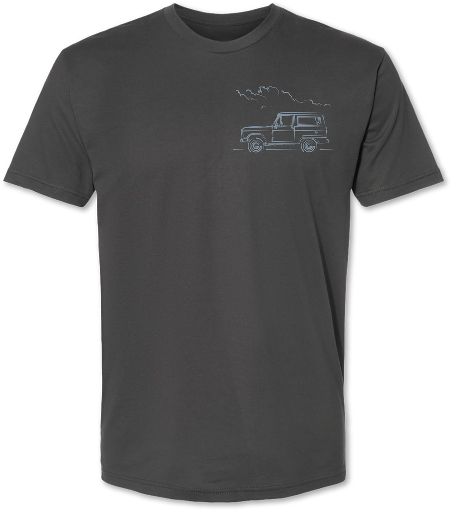 Premium unisex tee shirt with a hand drawn Ford Bronco on it