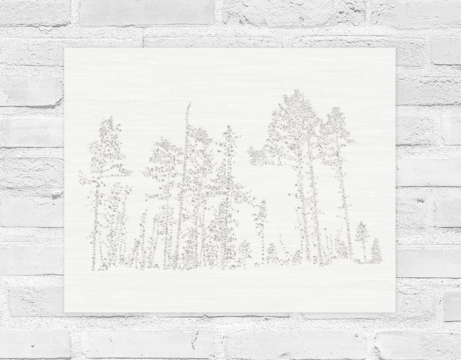 Hand drawn pine tree artwork on poster board paper