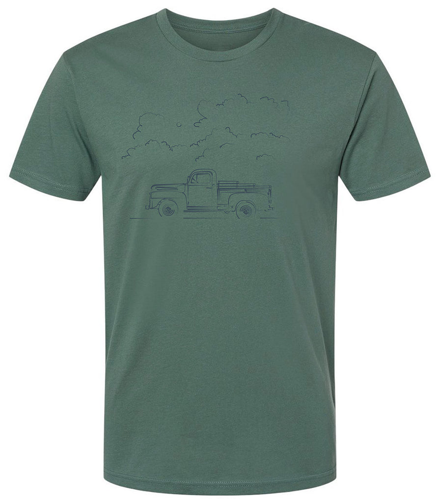 Vintage truck in a beautiful pine colored tee shirt
