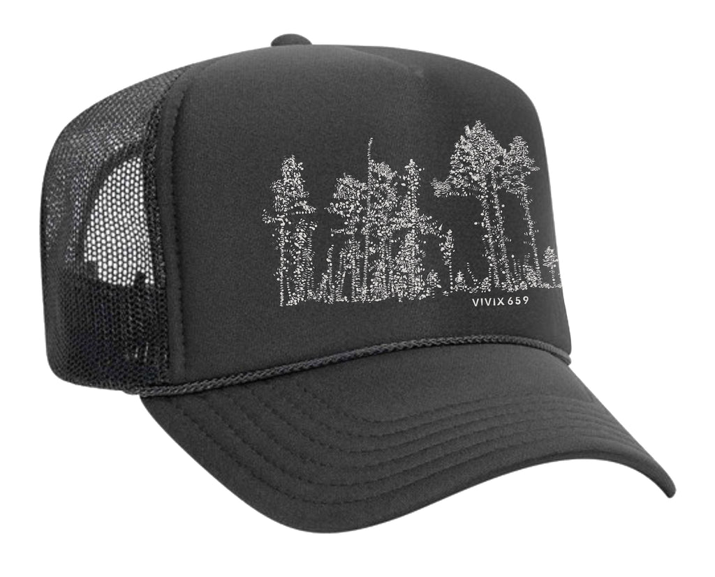 Unisex mesh hat with pine trees