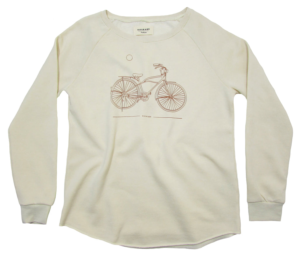 Women’s hand drawn bike crew neck sweater