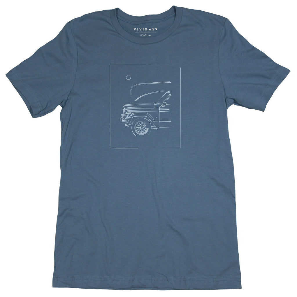 Men's tee shirt of an artistic rendition of a Jeep Wagoneer 