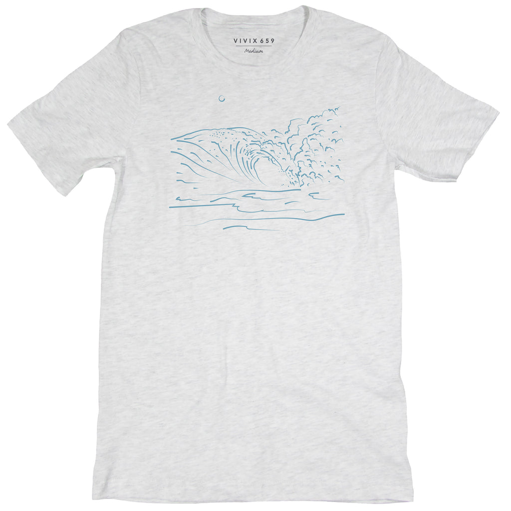 Premium tee shirt with a hand drawn wave