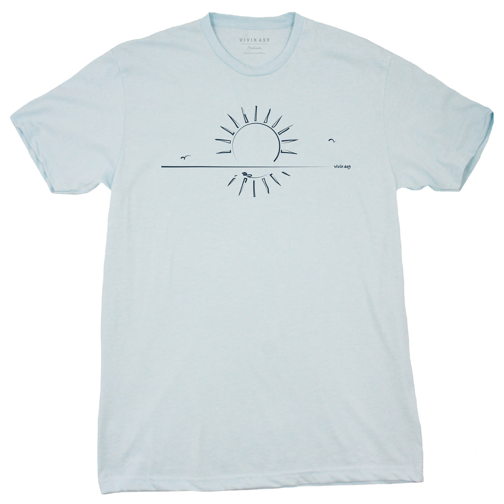 Drawing with sun on water tee shirt