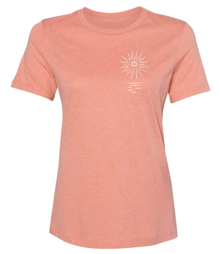 Hand drawn sun reflection on a women's tee shirt