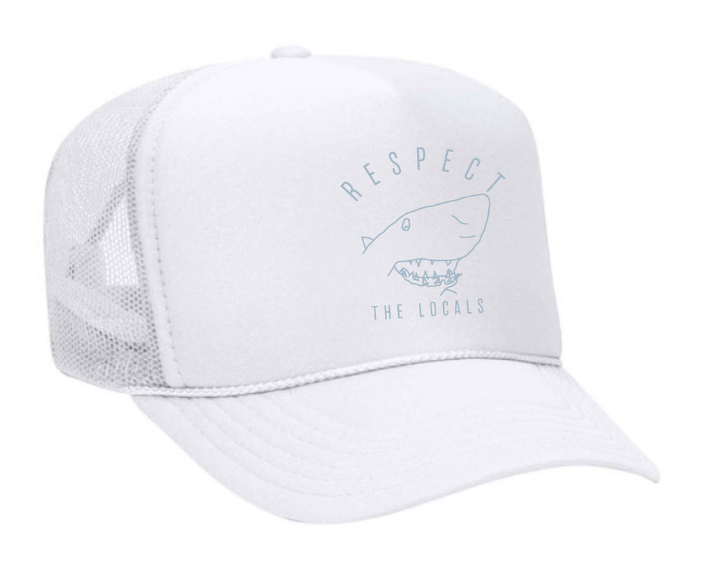 Hand drawn shark mesh cap that is worn by Taylor Kitsch on The Terminal List