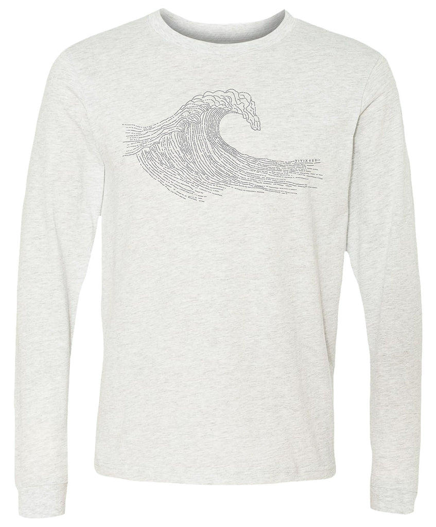 Men’s long sleeve tee shirt with a hand drawn wave