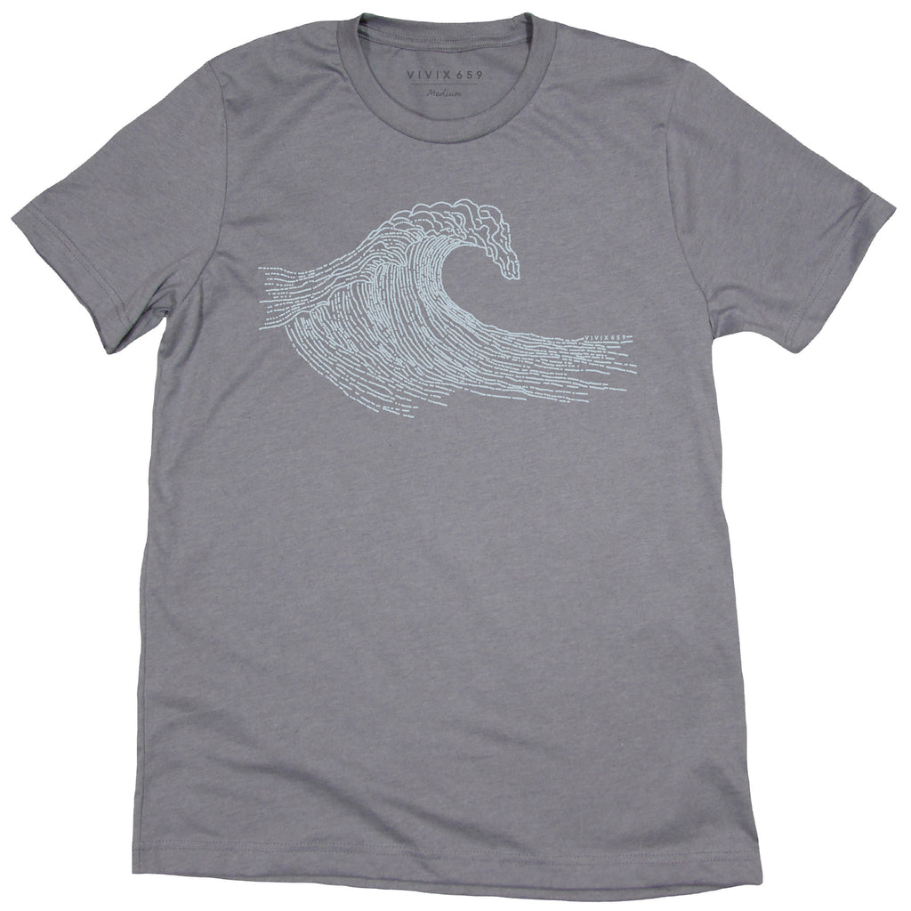 Artistic rendition of a wave on a premium tee shirt