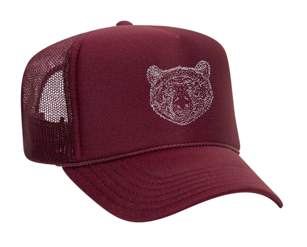 Hand drawn bear on mesh hat